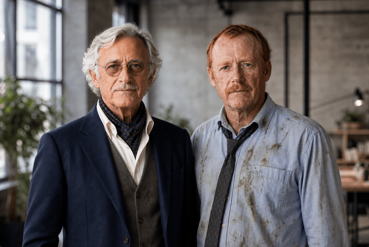 Emil Schauffhausen and Moses Thatcher-Goldsmith standing together in the office